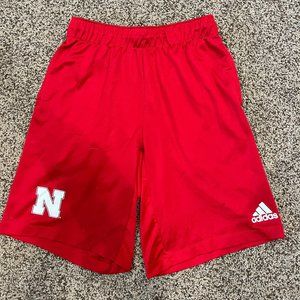 Boys Red Nebraska Adidas Shorts